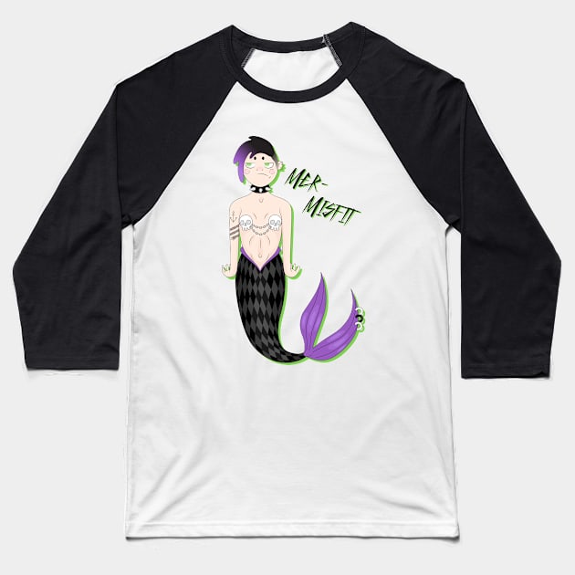 Mer-Misfit Baseball T-Shirt by AlexMathewsDesigns